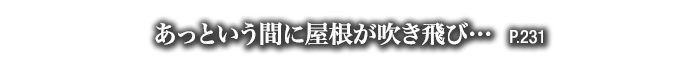 あっという間に屋根が吹き飛び…　P.231