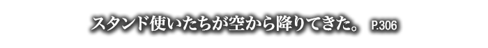 スタンド使いたちが空から降りてきた。　P.306