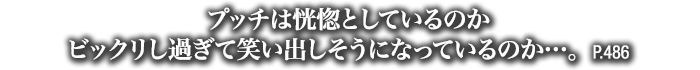 プッチは恍惚としているのかビックリし過ぎて笑い出しそうになっているのか…。　P.486